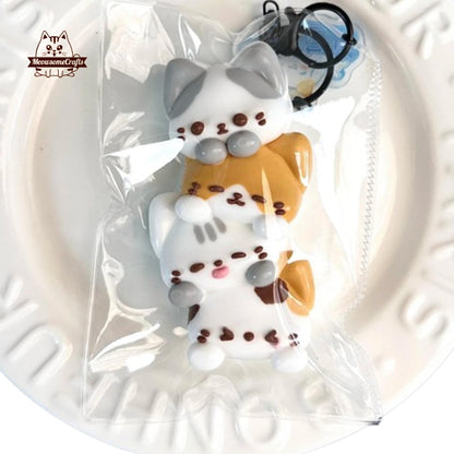 Kawaii Cat Keychain Squishy Squeezable Anxiety Stress Relief Sensory Fidget Toys - Squishy