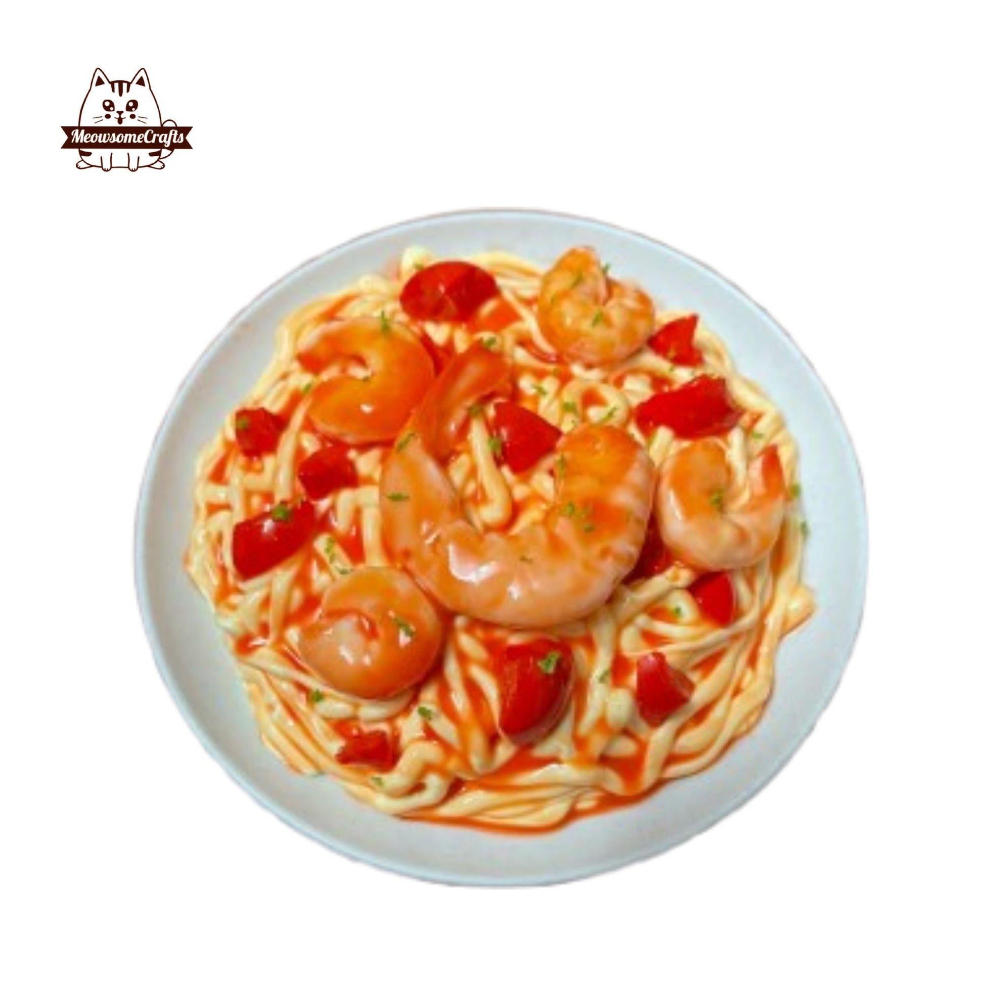 Handmade Shrimp Tomato Pasta Food Squishy Squeezable Anxiety Stress Relief Sensory Fidget Toy - Squishy