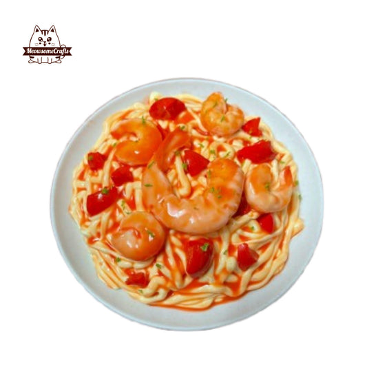 Handmade Shrimp Tomato Pasta Food Squishy Squeezable Anxiety Stress Relief Sensory Fidget Toy - Squishy