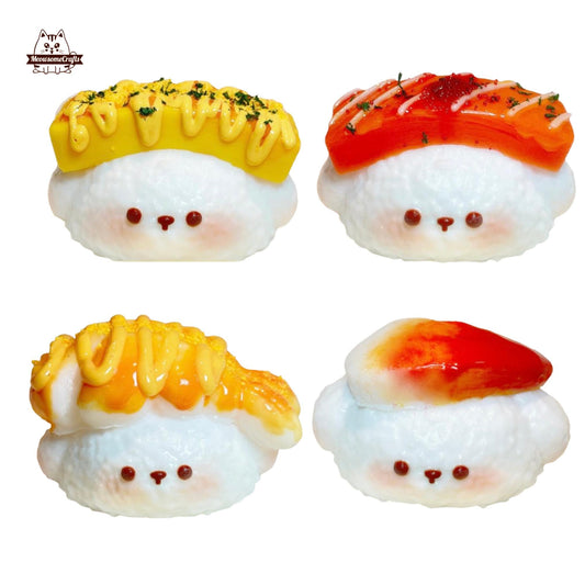 Cute Taba Squishy Dog face Salmon Shrimp Sushi Squeezable Anxiety Stress Relief Sensory Fidget Toys
