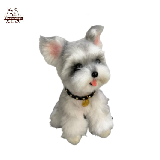 Handmade Chenille Stem Schnauzer Puppy Dog Keychain Ornament | Custom Replica Memorial Gift