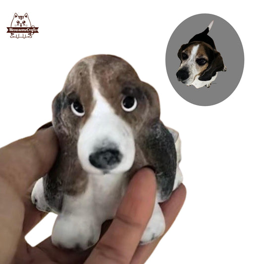 Soft Furry Basset Hound Squishy Squeezable Anxiety Stress Relief Sensory Handmade Fidget Toys - Squishy