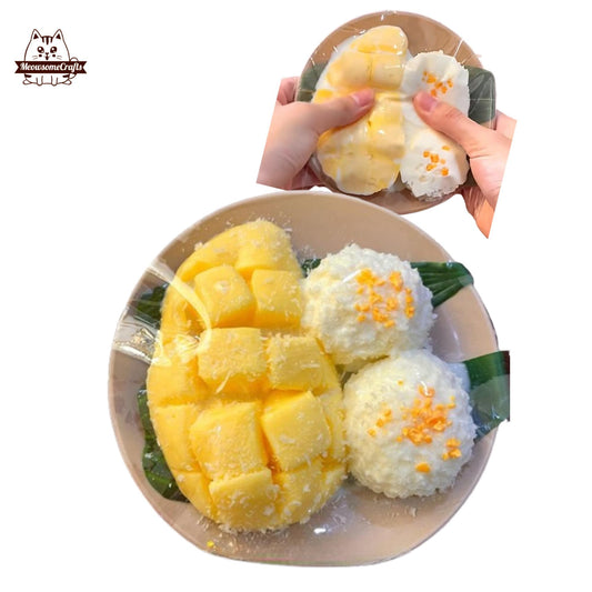 Mango Sticky Rice Food Taba Squishy Squeezable Anxiety Stress Relief Sensory Fidget Toy - Squishy