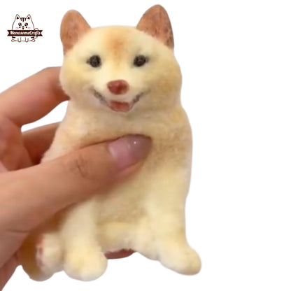Soft Furry Shiba Inu Dog Squishy Squeezable Anxiety Stress Relief Sensory Handmade Fidget Toys - Squishy