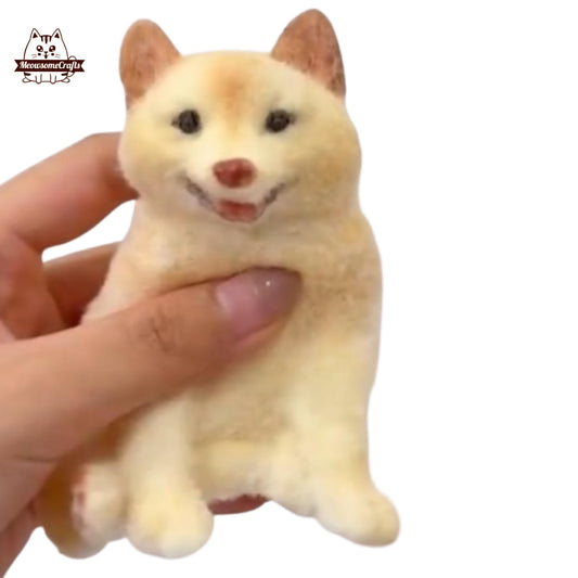 Soft Furry Shiba Inu Dog Squishy Squeezable Anxiety Stress Relief Sensory Handmade Fidget Toys - Squishy