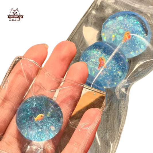Ocean Fish Ball Keychain Handmade Squishy Fidget Toy