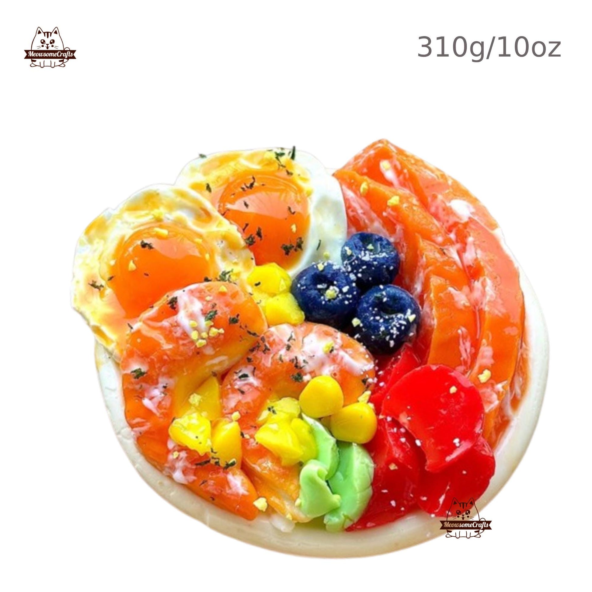 Handmade Salad Egg Salmon Blueberry Food Squishy Squeezable Anxiety Stress Relief Sensory Fidget Toy - Squishy