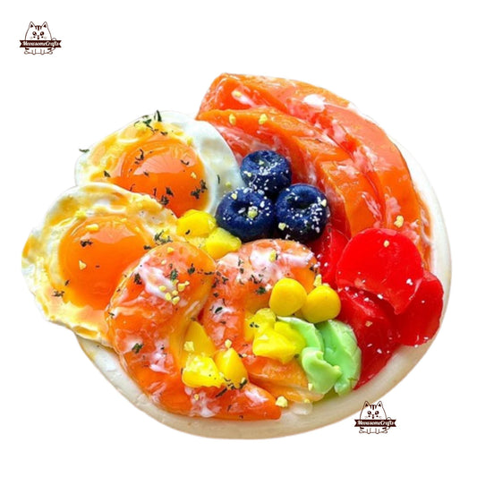 Handmade Salad Egg Salmon Blueberry Food Squishy Squeezable Anxiety Stress Relief Sensory Fidget Toy - Squishy