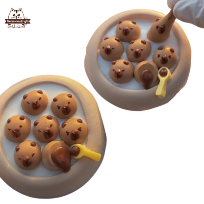 Cute Taba Capybara Squishy Bowl Squeezable Anxiety Stress Relief Sensory Handmade Fidget Toy - Squishy