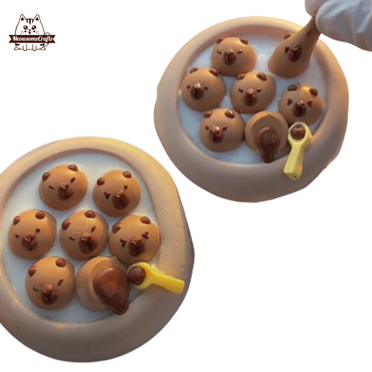 Cute Taba Capybara Squishy Bowl Squeezable Anxiety Stress Relief Sensory Handmade Fidget Toy - Squishy