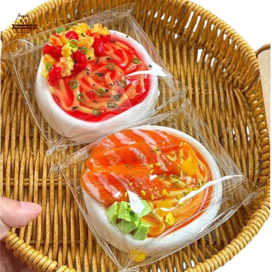 Salmon Tomato Egg Bowl Food Taba Squishy Squeezable Anxiety Stress Relief Sensory Fidget Toy