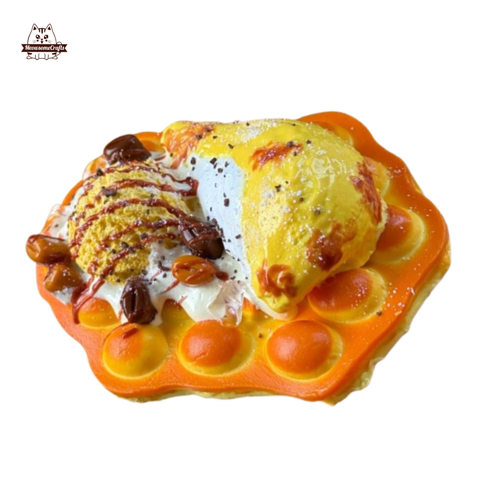 Durian Chestnut Bubble Waffle Food Taba Squishy Squeezable Anxiety Stress Relief Sensory Fidget Toy