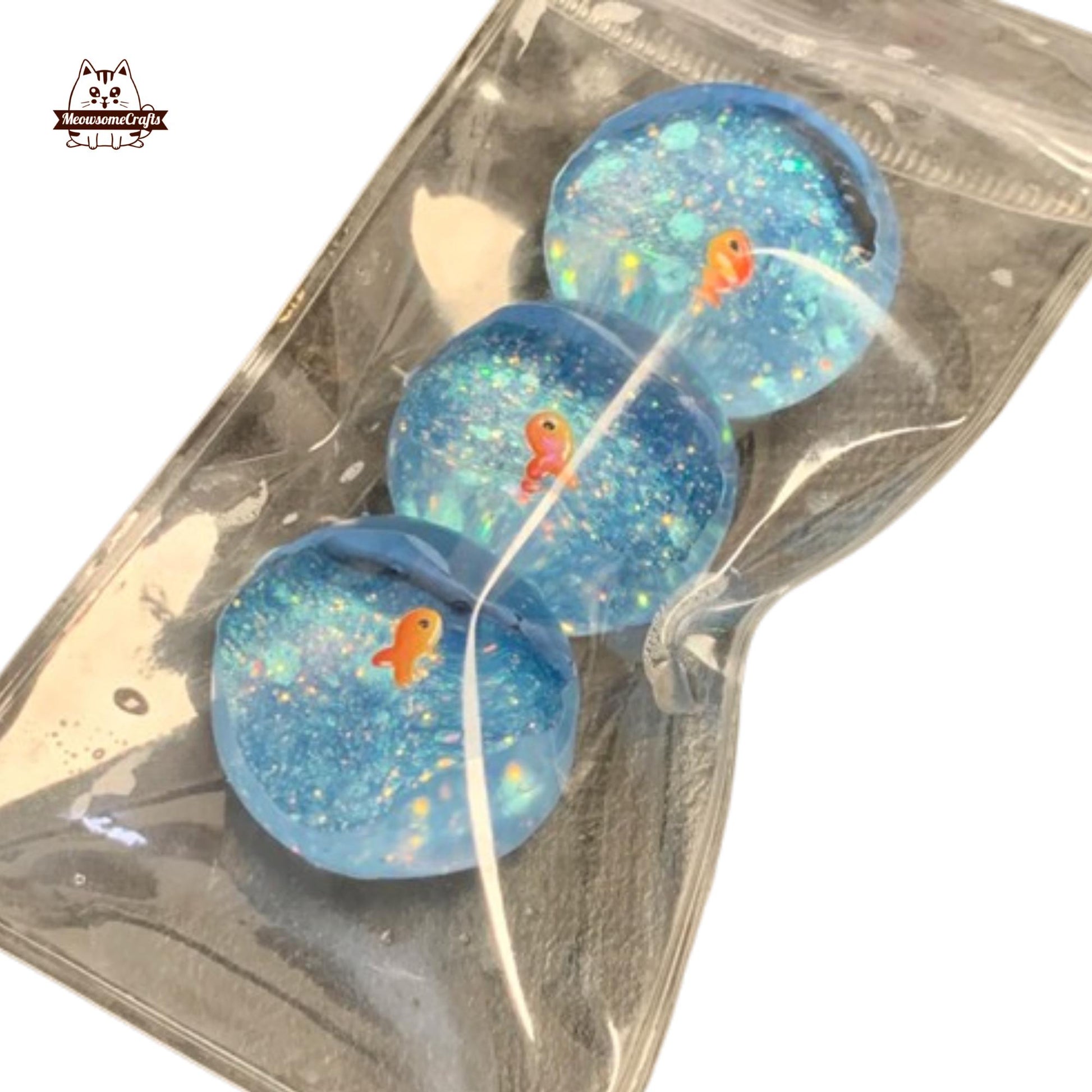 Ocean Fish Ball Keychain Handmade Squishy Fidget Toy - B