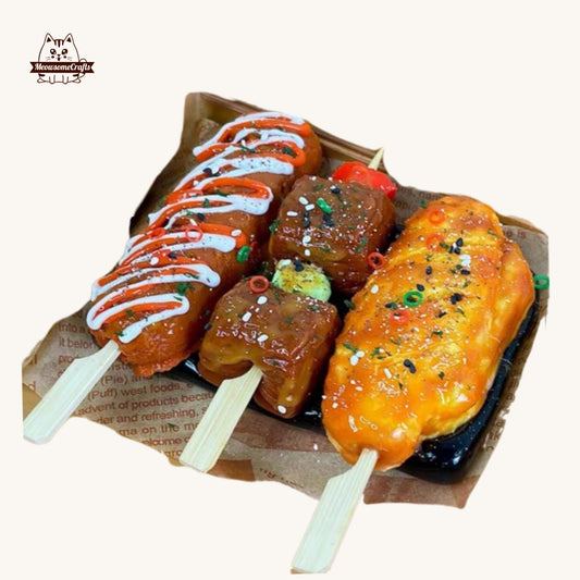 Handmade Grilled Skewers Food Squishy Squeezable Anxiety Stress Relief Sensory Fidget Toy