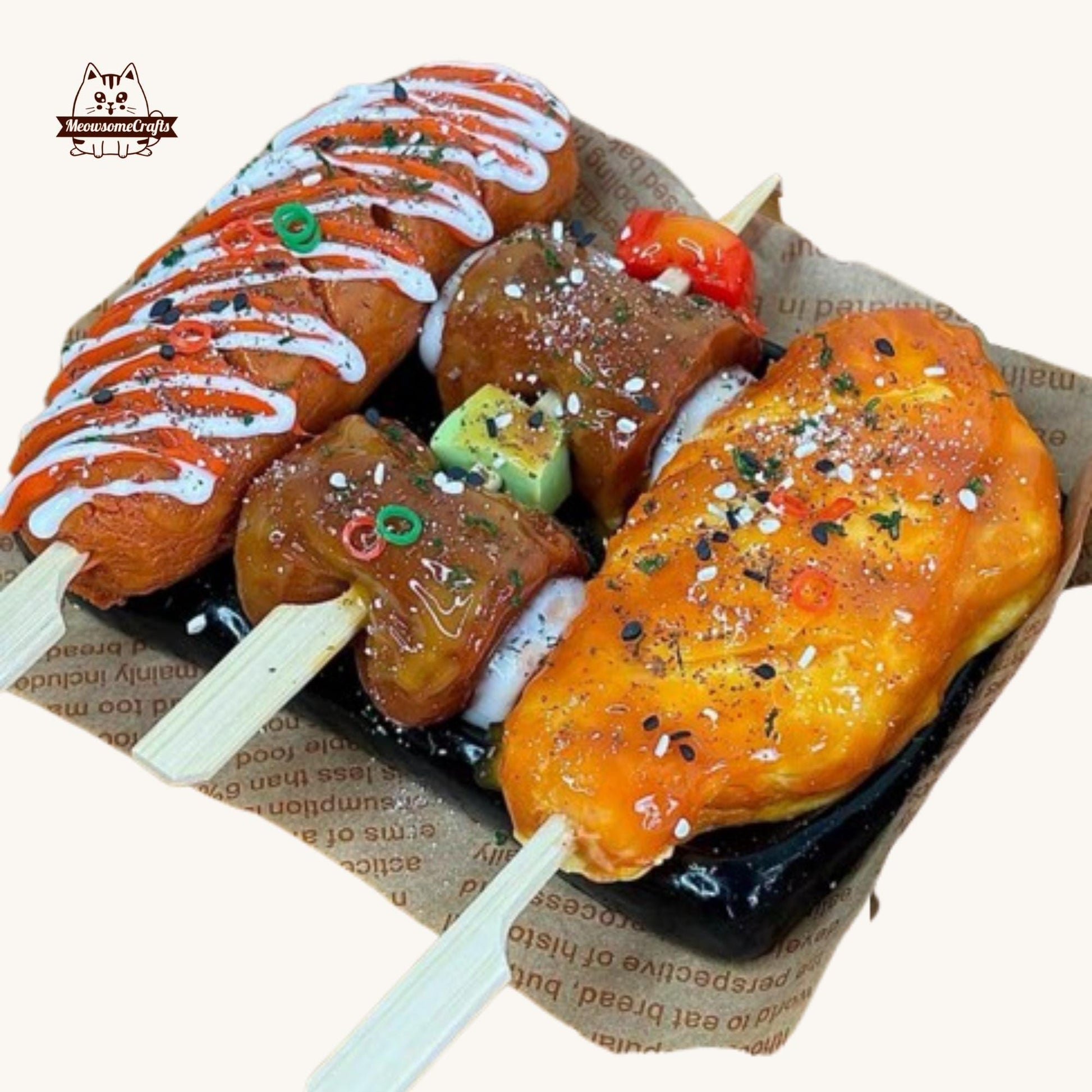 Handmade Grilled Skewers Food Squishy Squeezable Anxiety Stress Relief Sensory Fidget Toy