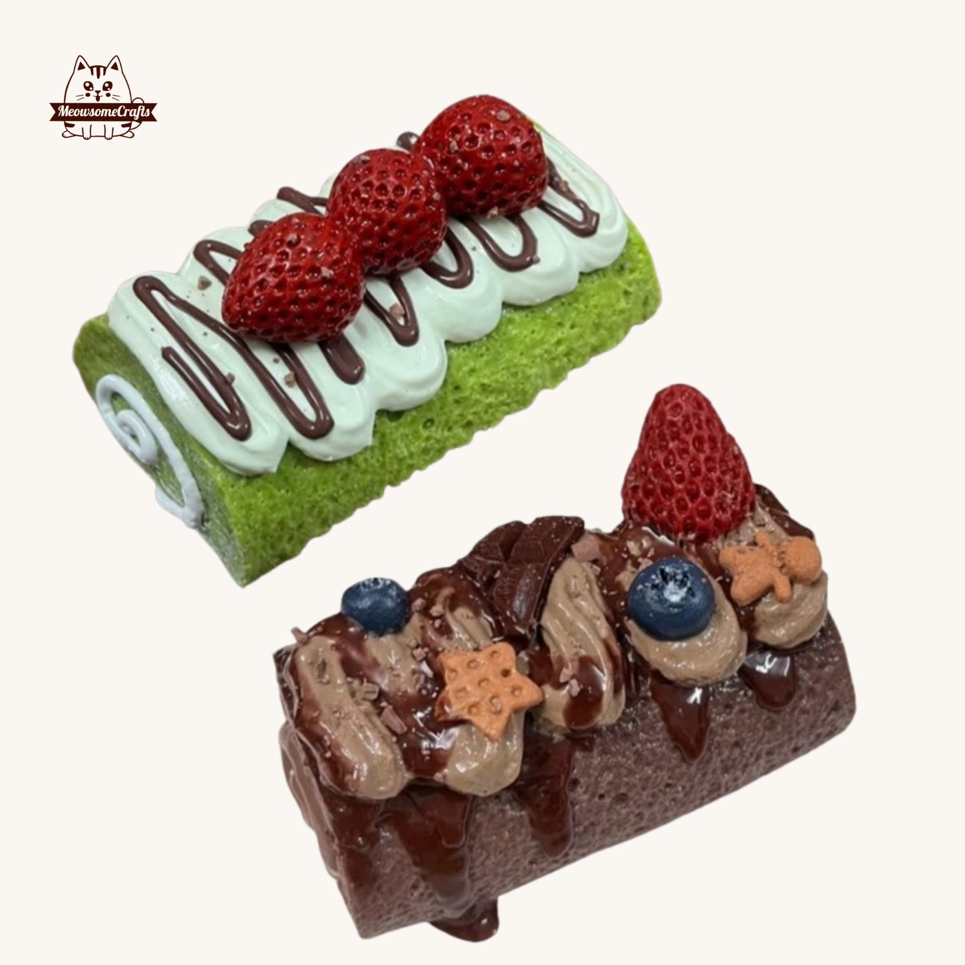 Soft Chocolate Matcha Swiss Cake Roll Food Squishy Squeezable Anxiety Stress Relief Sensory Fidget Toys