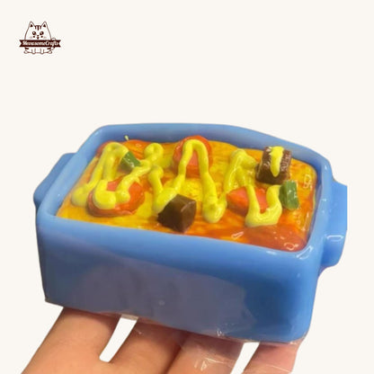 Handmade Casserole Cheese Bowl Food Squishy Squeezable Anxiety Stress Relief Sensory Fidget Toys