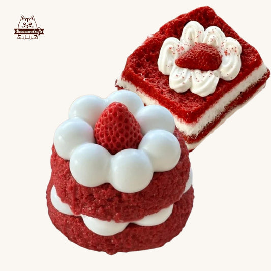 Handmade Mousse Strawberry Cream Cake Toast Food Squishy Squeezable Anxiety Stress Relief Sensory Fidget Toys