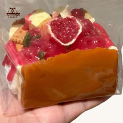 Handmade Pomegranate Cake Toast Food Squishy Squeezable Anxiety Stress Relief Sensory Fidget Toys