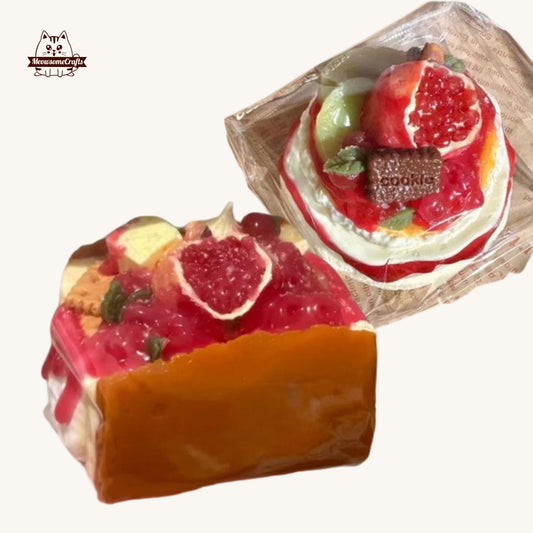 Handmade Pomegranate Cake Toast Food Squishy Squeezable Anxiety Stress Relief Sensory Fidget Toys