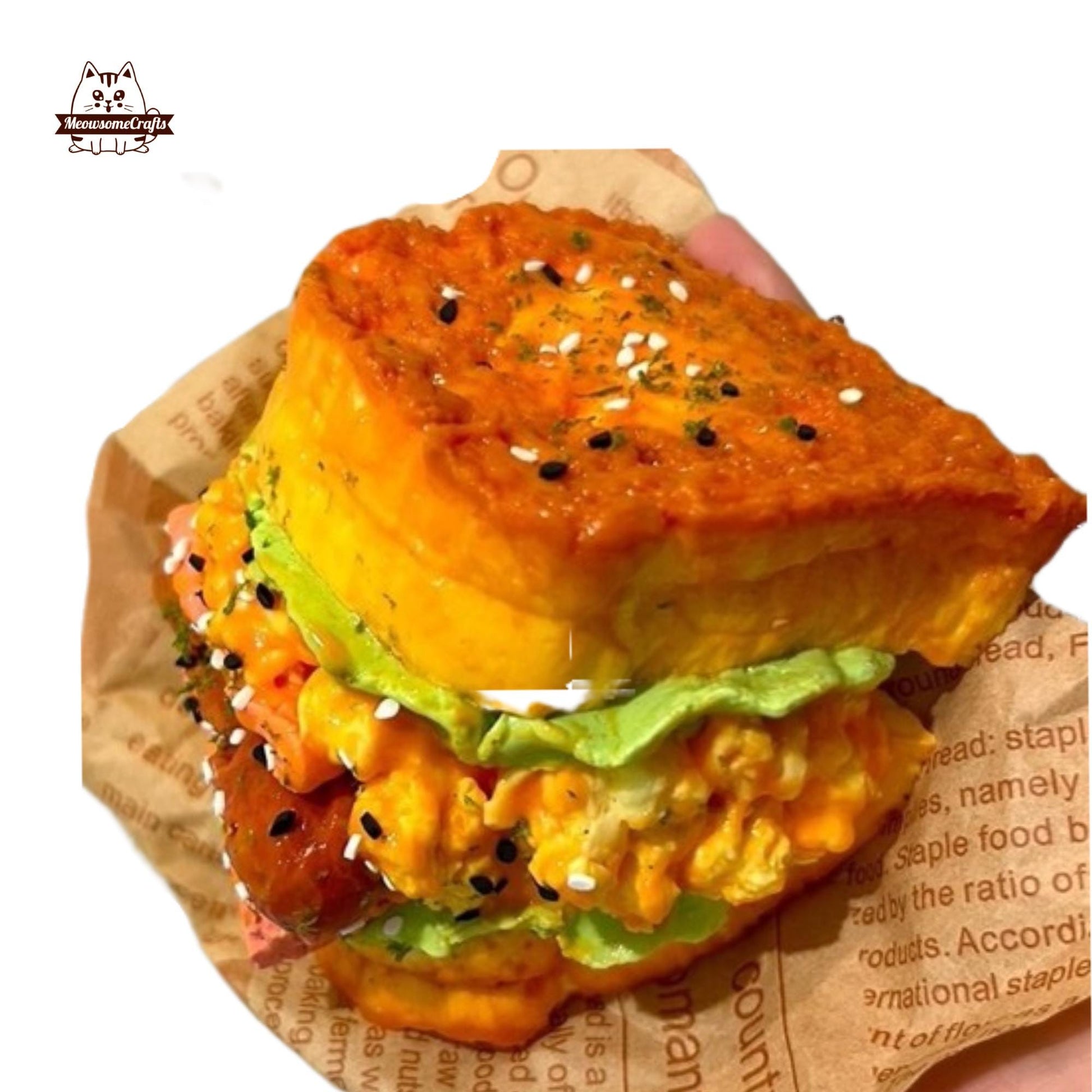 Scrambled eggs Sandwich Toast Food Taba Squishy Squeezable Anxiety Stress Relief Sensory Fidget Toy