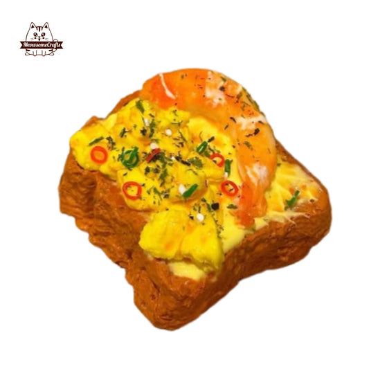 Egg Shrimp Toast Food Taba Squishy Squeezable Anxiety Stress Relief Sensory Fidget Toy