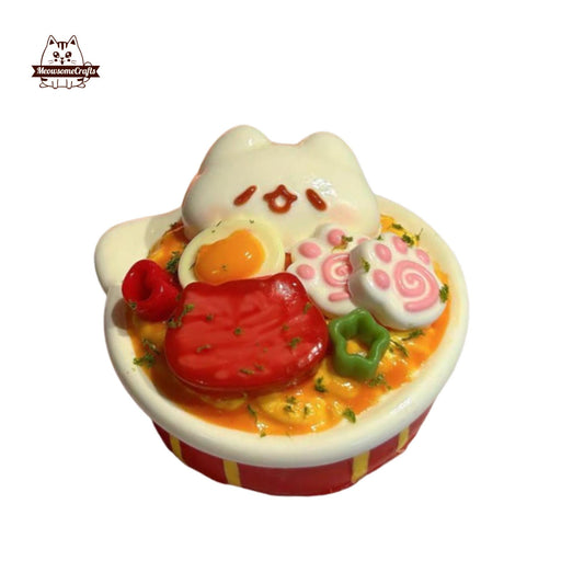 Kitty Cat Face Noodles Bowl Food Taba Squishy Squeezable Anxiety Stress Relief Sensory Fidget Toy