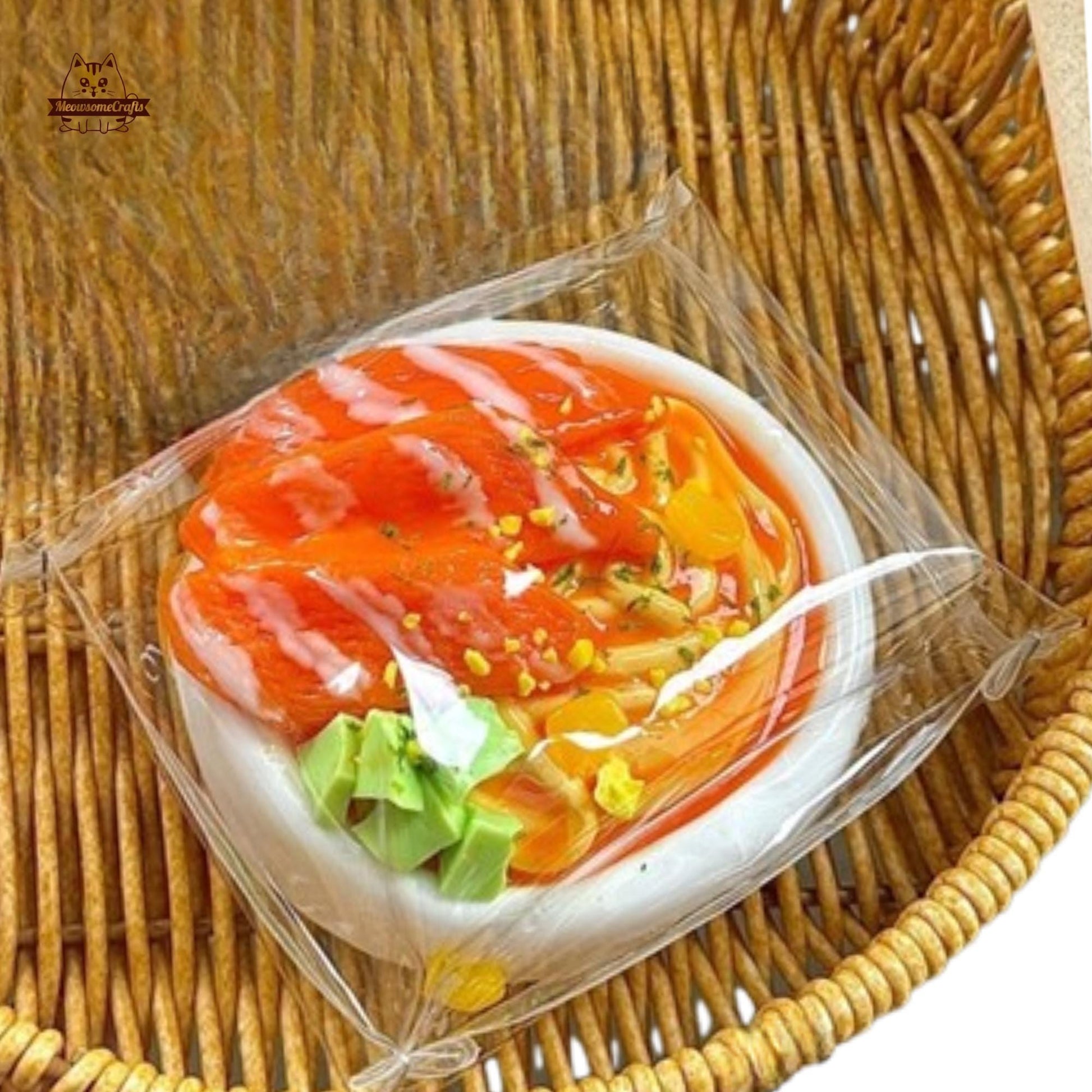 Salmon Tomato Egg Bowl Food Taba Squishy Squeezable Anxiety Stress Relief Sensory Fidget Toy