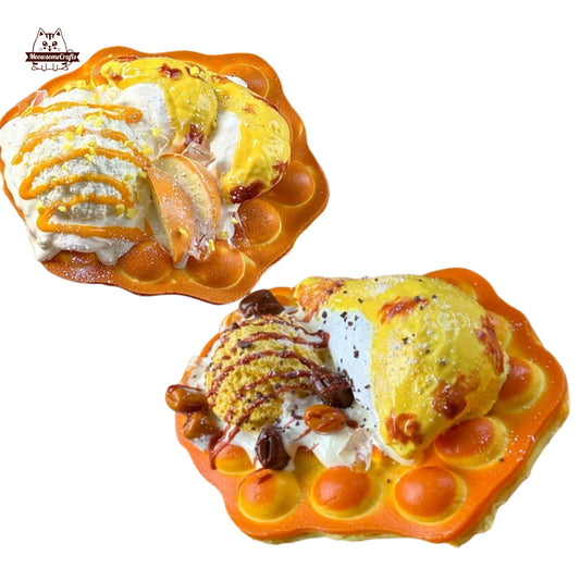 Durian Chestnut Bubble Waffle Food Taba Squishy Squeezable Anxiety Stress Relief Sensory Fidget Toy