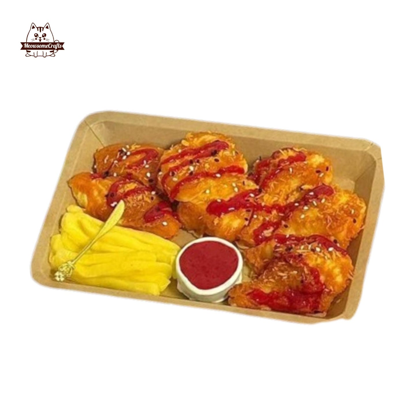Fried Chicken Wings Drumstick Yellow Mustard Tomato Ketchup Food Taba Squishy Squeezable Anxiety Stress Relief Sensory Fidget Toy