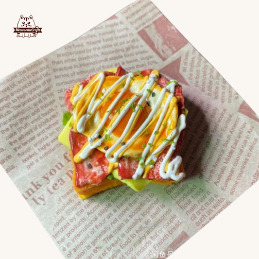 Handmade Bacon Egg Toast Food Squishy Squeezable Anxiety Stress Relief Sensory Fidget Toy