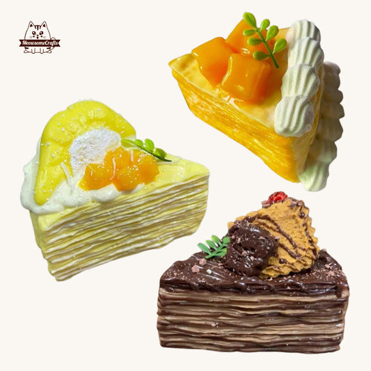 Soft Chocolate Mango Durian Cake Slice Food Squishy Squeezable Anxiety Stress Relief Sensory Fidget Toys