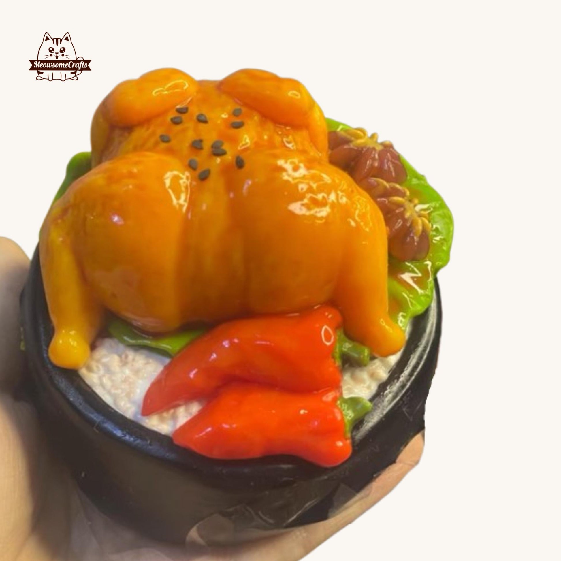 Handmade Shrimp Chicken Hard Boiled Egg Rice Bowl Food Squishy Squeezable Anxiety Stress Relief Sensory Fidget Toys