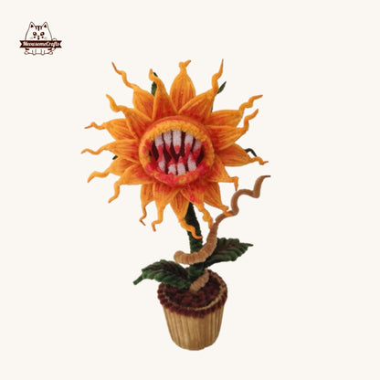 Handmade Chenille Stem Big Mouth Piranha Plant | Flower Ornament Figurine