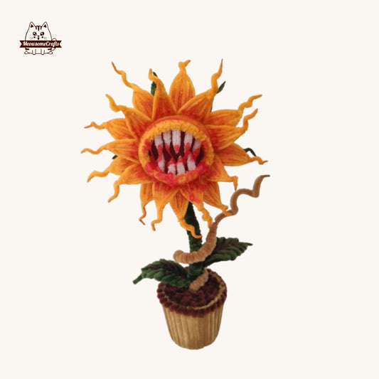Handmade Chenille Stem Big Mouth Piranha Plant | Flower Ornament Figurine
