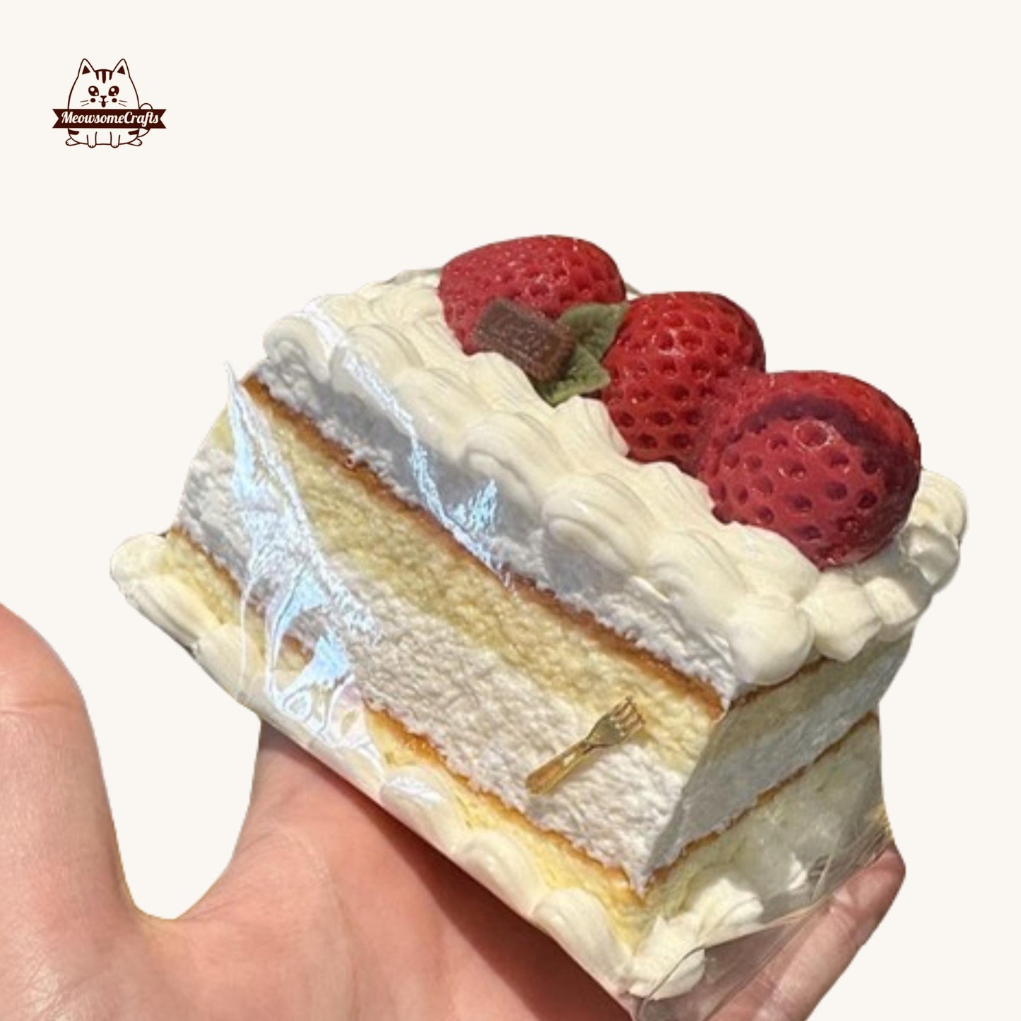 Strawberry Cake Dessert Food Squishy Squeezable Anxiety Stress Relief Sensory Fidget Toy