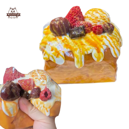 Ice Cream Raspberry Strawberry Cake Dessert Food Squishy Squeezable Anxiety Stress Relief Sensory Fidget Toy