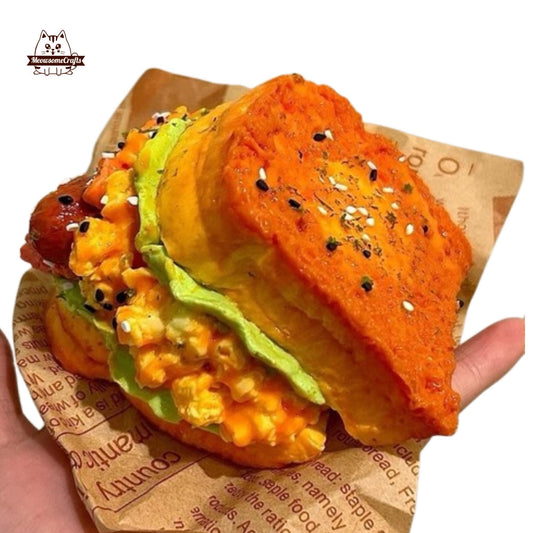 Scrambled eggs Sandwich Toast Food Taba Squishy Squeezable Anxiety Stress Relief Sensory Fidget Toy