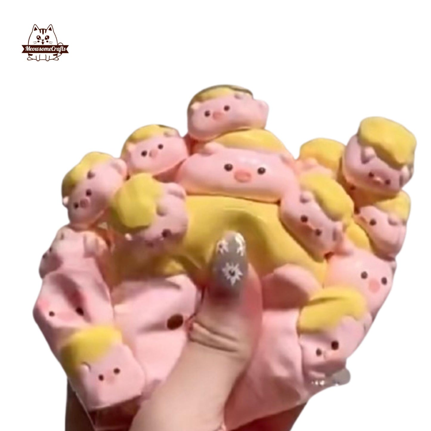 Furry Chubby Pig Face Handmade Squishy Fidget Toy