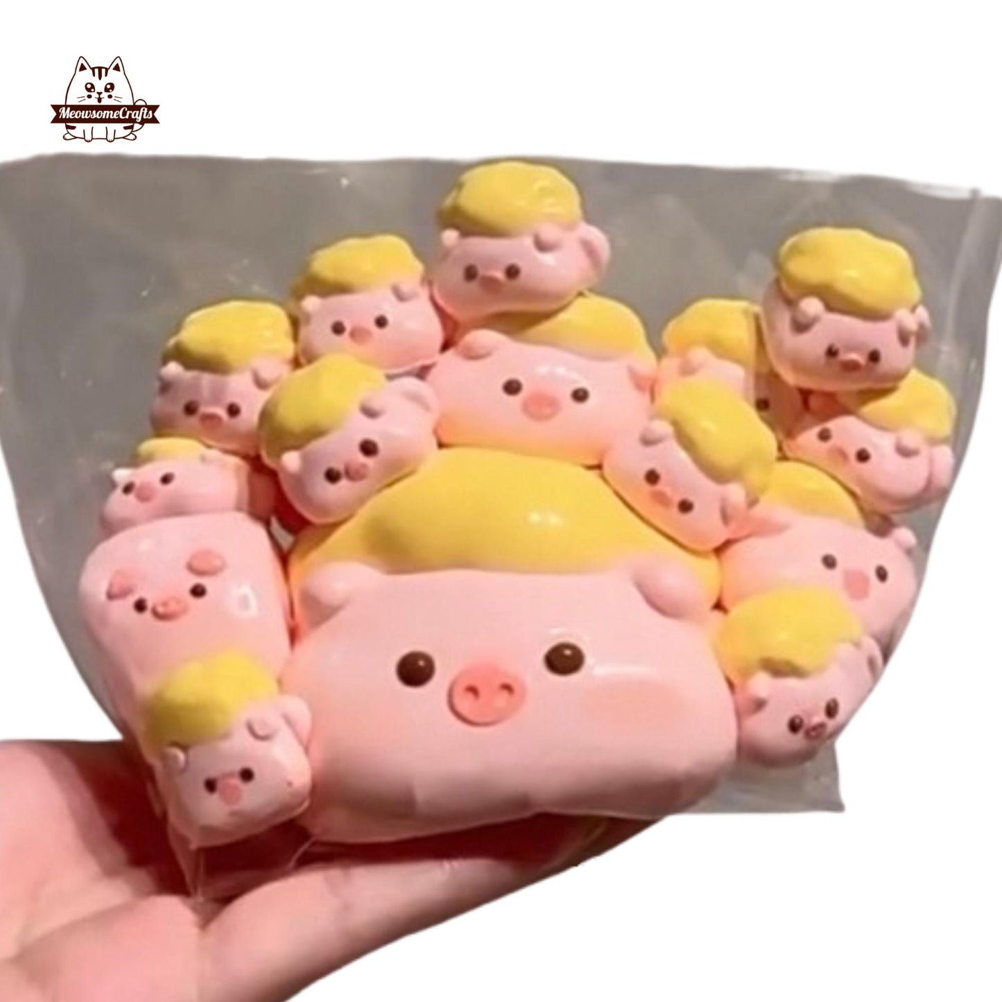 Furry Chubby Pig Face Handmade Squishy Fidget Toy
