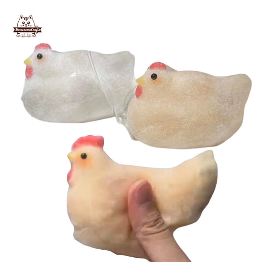 Hen Female Chicken Furry Taba Squishy Squeezable Anxiety Stress Relief Sensory Fidget Toy