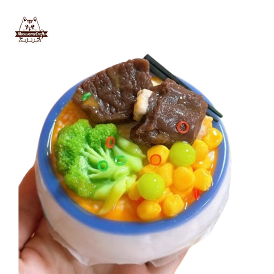 Corn Broccoli Rib Bowl Food Taba Squishy Squeezable Anxiety Stress Relief Sensory Fidget Toy
