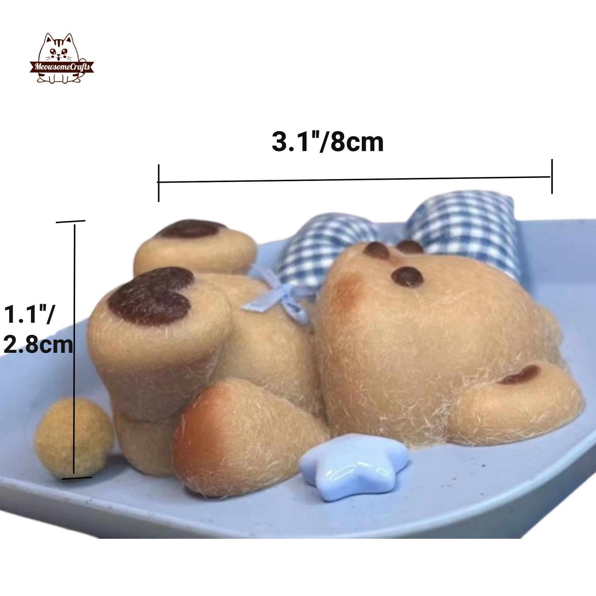 Furry Sitting Teddy Bear Heart Paws Handmade Squishy Fidget Toy