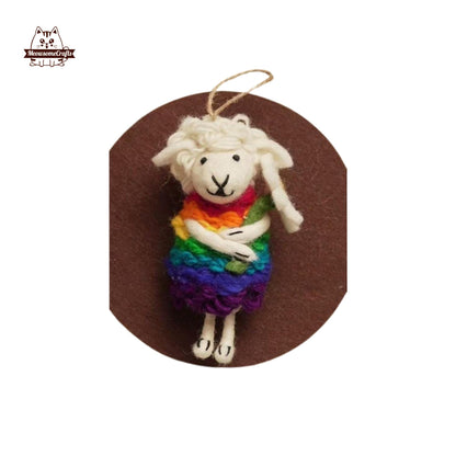 Handmade Finished Felting Sheep Lamb Doll Keychain Felted Animal Felting Gift 1pc