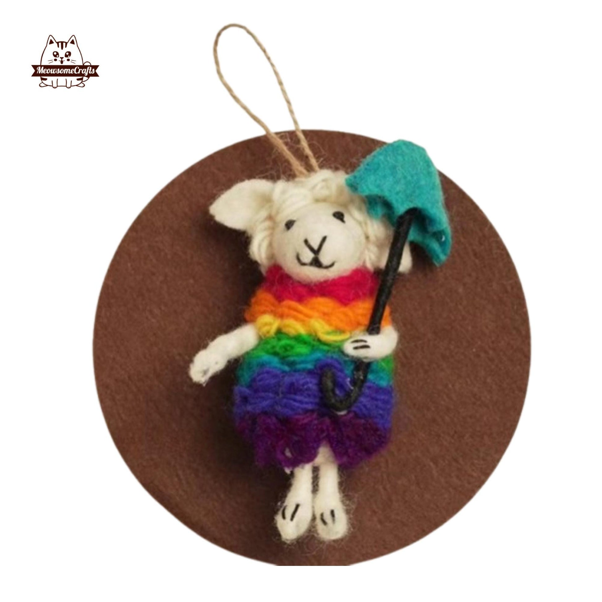 Handmade Finished Felting Sheep Lamb Doll Keychain Felted Animal Felting Gift 1pc