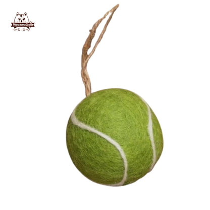 Handmade Finished Felting Tennis Racket Keychain Felted Sitting Animal Felting Gift