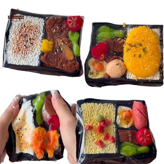 Bento Box Japanese Boxed Meal Lunch Box Food Taba Squishy Squeezable Anxiety Stress Relief Sensory Fidget Toy