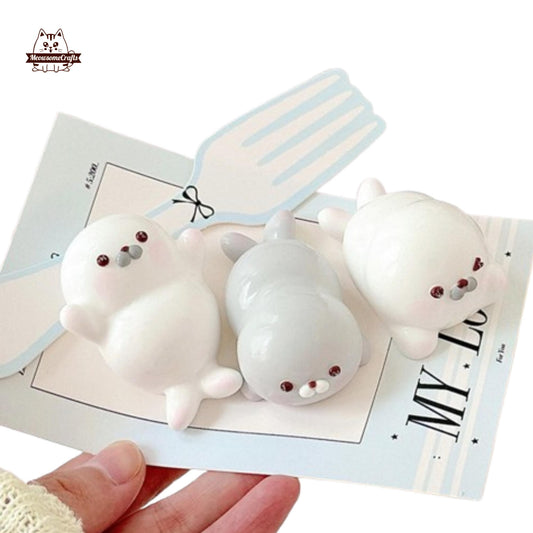 Cute Chubby Seal Taba Squishy Squeezable Anxiety Stress Relief Sensory Fidget Toy Set of 3
