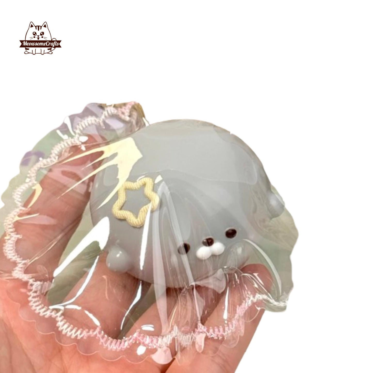 Furry Chubby Seal Handmade Squishy Fidget Toy - Gray