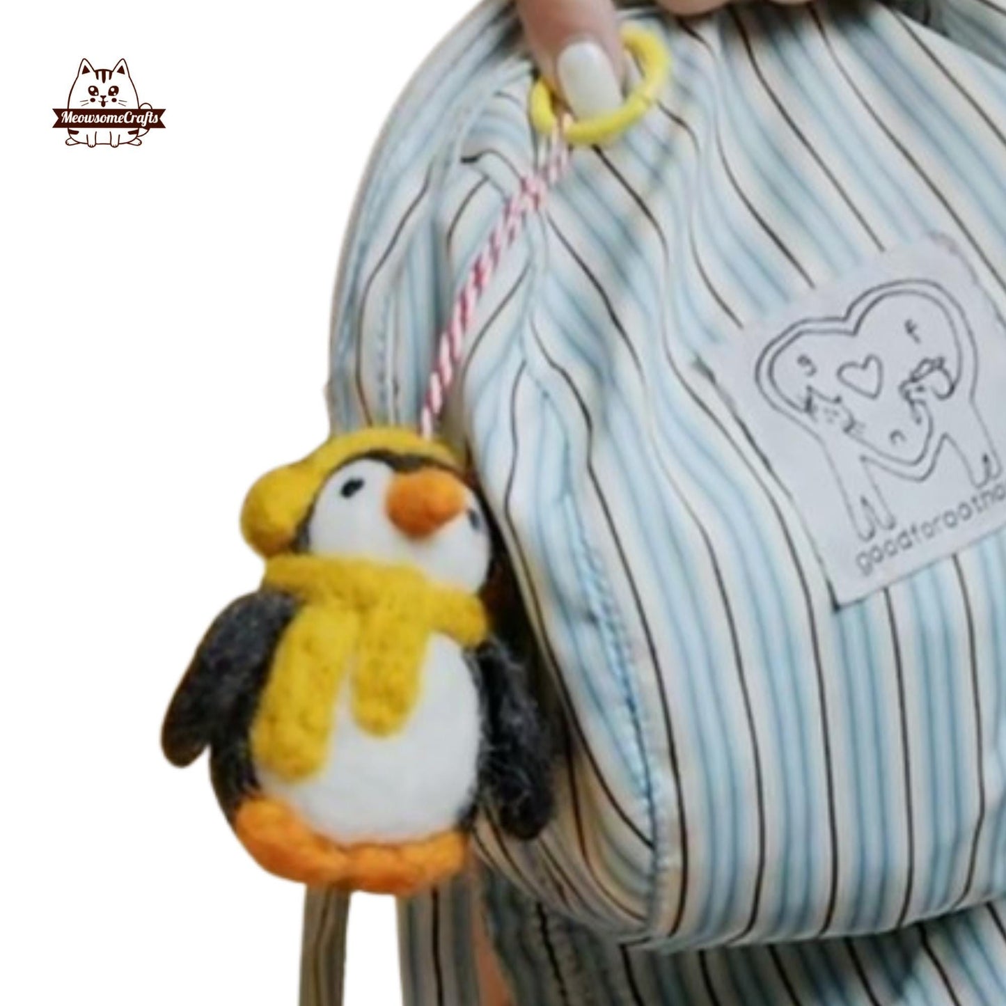 Handmade Finished Felting Penguin Doll Keychain Felted Animal Felting Gift 1pc
